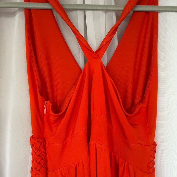 Anthropologie Maeve Yuma Halter Maxi Dress Red Orange Basketweave Size 6 - Picture 9 of 12